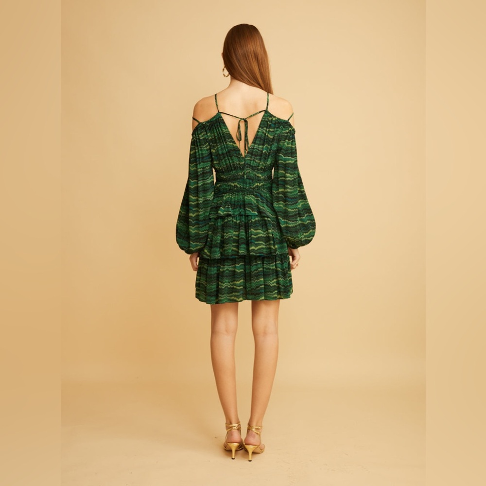 Ulla Johnson NWT Silvia Peacock Dress Sz 2 Silk w/ Ruffles - Picture 3 of 10